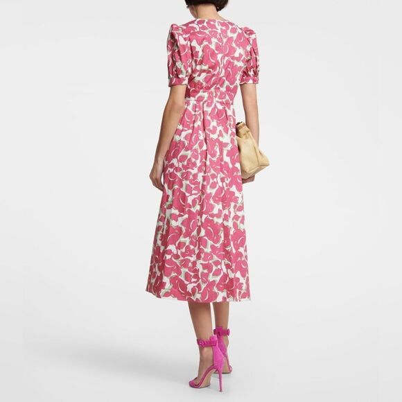 Diane Von Furstenberg Pink and White Midi Dress - Picture 2 of 12